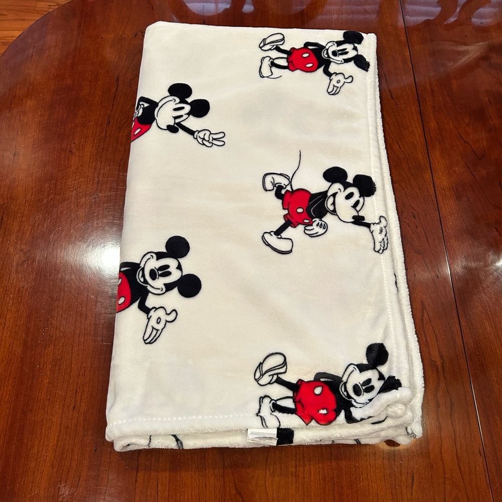 Disney Mickey Mouse Soft Plush White Throw Blanket
